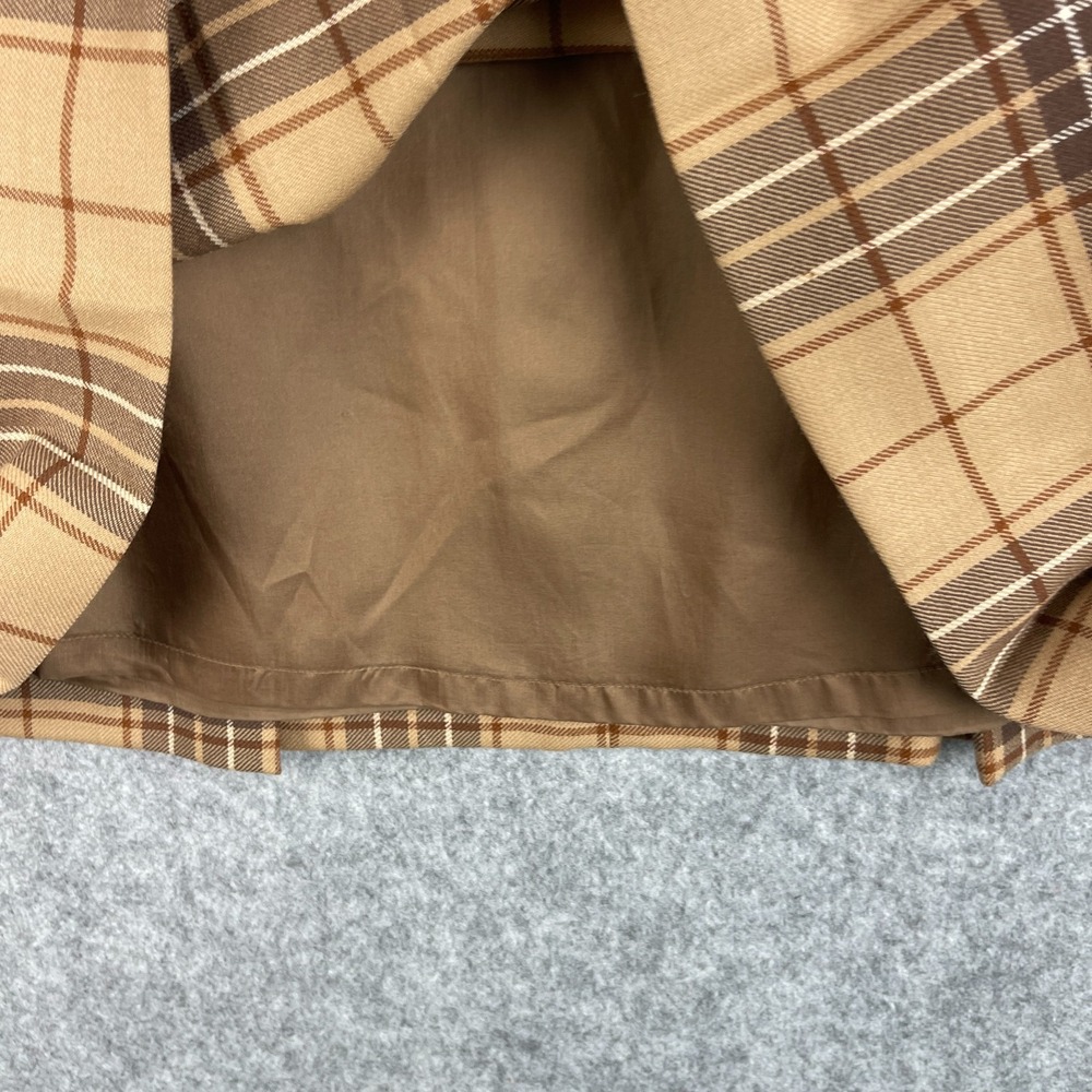 Brooks Brothers 346 Wool Pleated Skirt Womens 8 Tan Plaid Preppy Academia - Picture 6 of 8